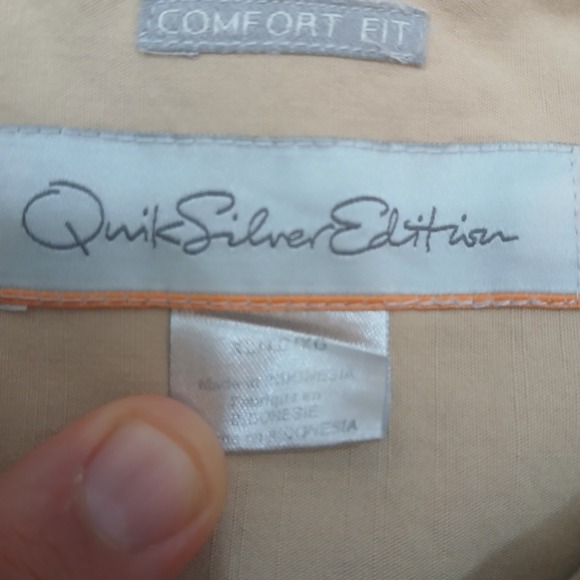 Quiksilver Edition Shirt Mens XXL 2XL Tan Palm Tree Comfort Fit Button Camp - Picture 4 of 10